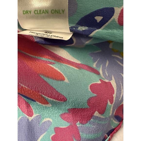 Lilly Pulitzer Delray Trippin & Sippin Silk Blouse Roll Tab Sleeve Resort wear L - Picture 12 of 16